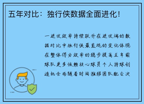 五年对比：独行侠数据全面进化！